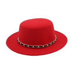 Flat Top Red Fedora Hat